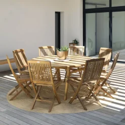 TamaniTable de jardin ronde en teck