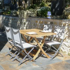 TanamaTable de jardin rectangulaire pliante en teck massif