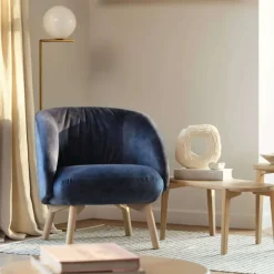 Thalia Mobitec ® Fauteuil confortable en tissu avec pieds en bois