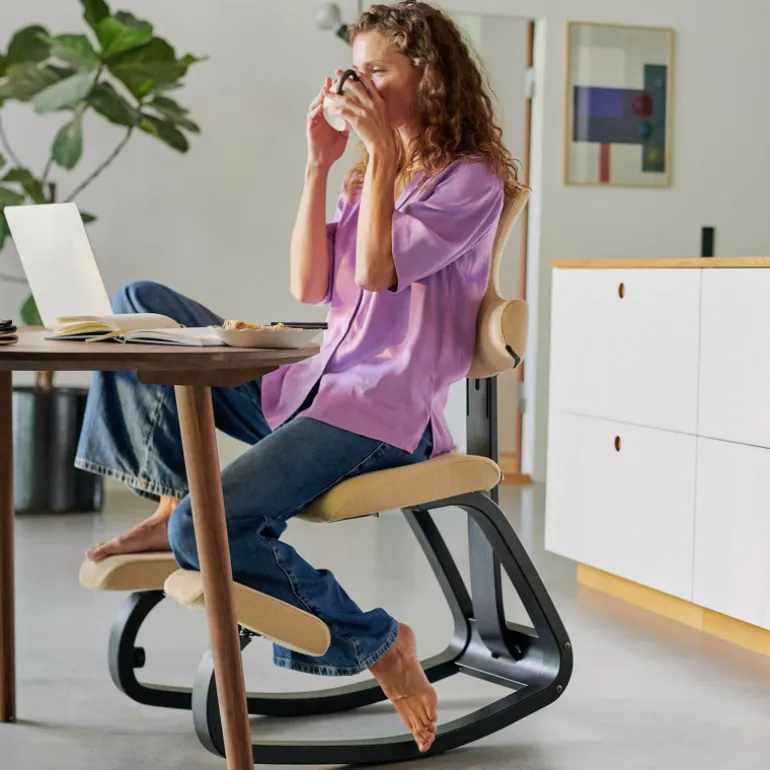 ThatSit Varier® Chaise de bureau ergonomique à bascule en tissu et bois