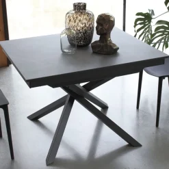 Tokyo Petite table carrée design extensible avec piètement central mikado
