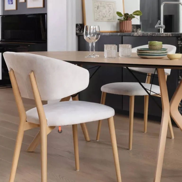 Toro Mobitec® Chaise moderne avec dossier incurvé en tissu et bois