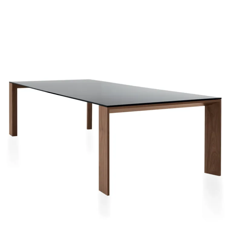 Toronto Sovet® Table design rectangulaire en verre piétement bois