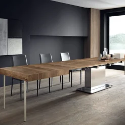 Tower Maxi Table ultra extensible pied central en métal et plateau en mélaminé