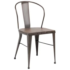 Turia 631 Chaise industrielle vintage en métal avec assise bois