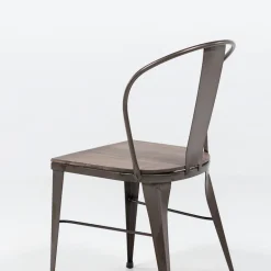 Turia 631 Chaise industrielle vintage en métal avec assise bois