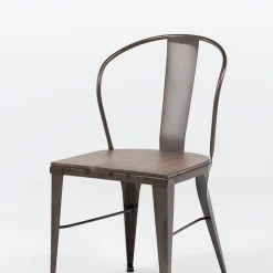 Turia 631 Chaise industrielle vintage en métal avec assise bois