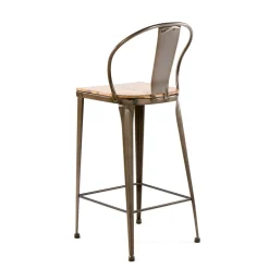 Turia TB 317 Tabouret industriel en métal et bois