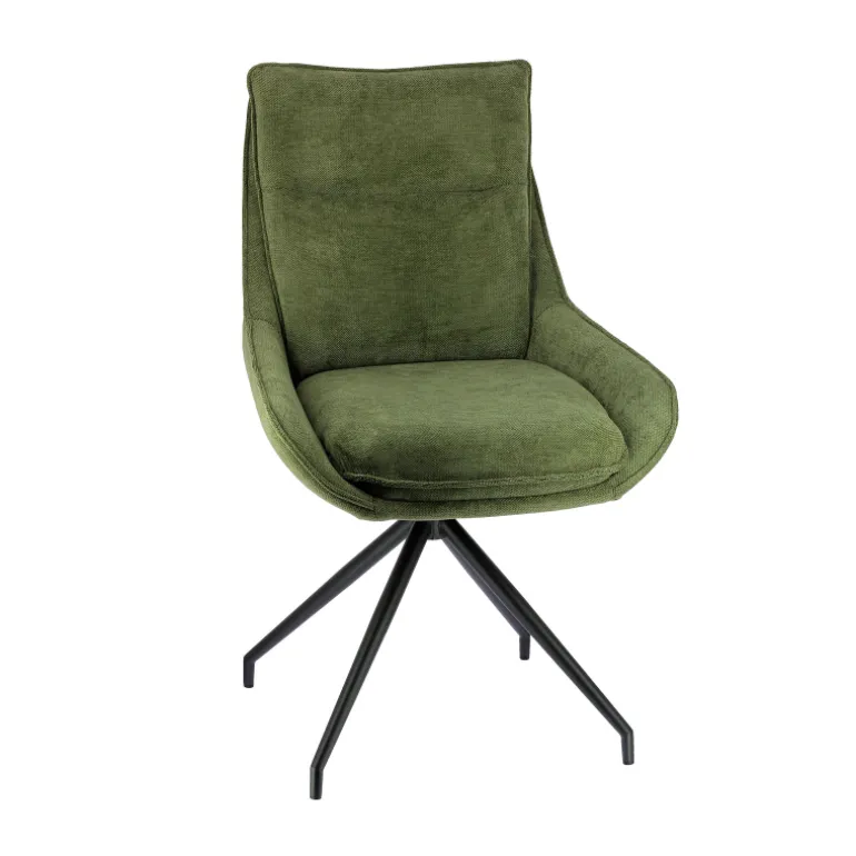 ValentineChaise pivotante en tissu avec poignée et pieds en métal