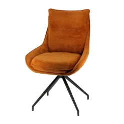 ValentineChaise pivotante en tissu avec poignée et pieds en métal