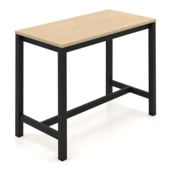 Valériane Table snack de cuisine en stratifié chêne naturel avec pieds en métal noir