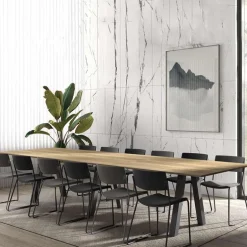 Veneto Grande table de salle à manger en mélaminé avec pieds obliques