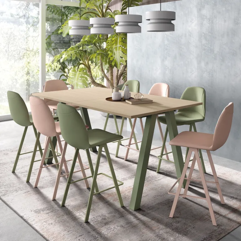 Veneto Table snack moderne stratifié avec pieds obliques