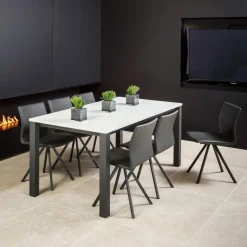 Verona Table rectangulaire en stratifié et pieds métal fabrication belge