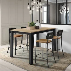 Verona Table snack rectangulaire belge en stratifié et pieds métal