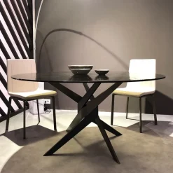 Vertigo Table ronde en verre design italien pied central