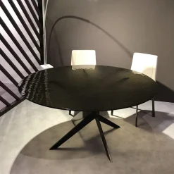 Vertigo Table ronde en verre design italien pied central