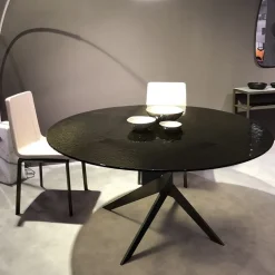 Vertigo Table ronde en verre design italien pied central