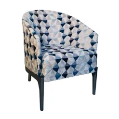 Victor Fauteuil tonneau Art déco en tissu et bois de hêtre