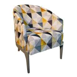 Victor Fauteuil tonneau Art déco en tissu et bois de hêtre