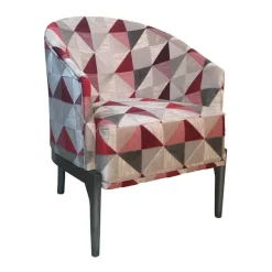 Victor Fauteuil tonneau Art déco en tissu et bois de hêtre