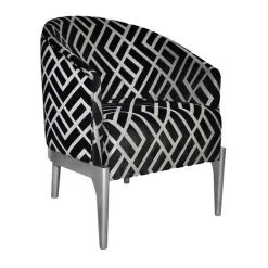 Victor Fauteuil tonneau Art déco en tissu et bois de hêtre