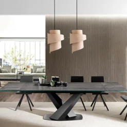 Victory Table design en céramique avec allonges pied central en V