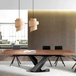 Victory Table en bois extensible design avec pied central