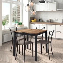 Vienna Table de cuisine carrée extensible pieds en métal