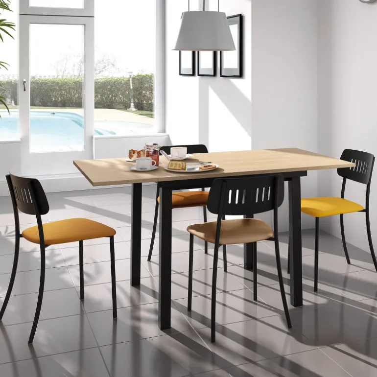 Vienna Table de cuisine carrée extensible pieds en métal