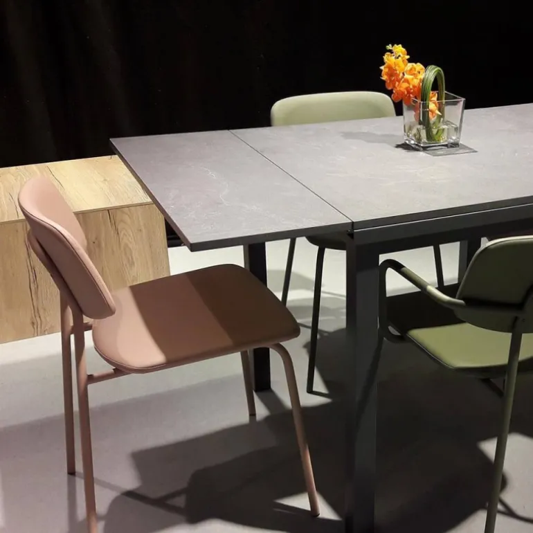 Vienna Table de cuisine carrée extensible pieds en métal