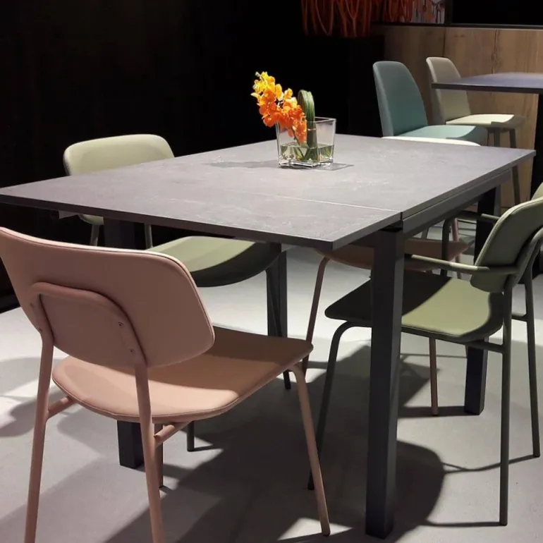 Vienna Table de cuisine carrée extensible pieds en métal