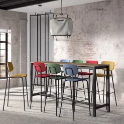 Vienna Table haute de cuisine hauteur 110 cm en stratifié et métal