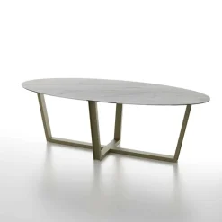 Viktor Table design ovale plateau en céramique et pieds en métal