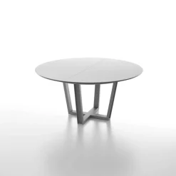 Viktor Table ronde extensible avec plateau en verre et piétement design