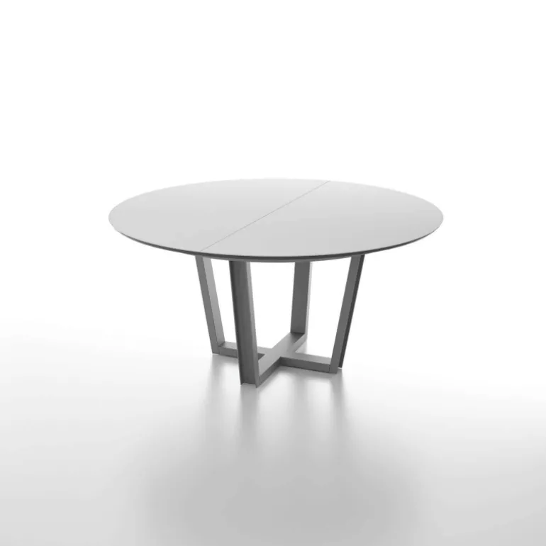 Viktor Table ronde extensible avec plateau en verre et piétement design