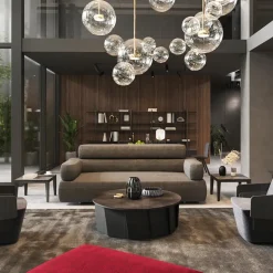 Volute Table basse ronde en bois et céramique