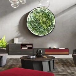 Volute Table basse ronde en bois et céramique