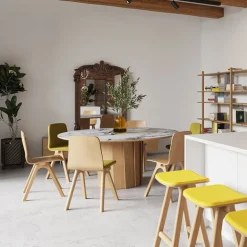 Volute Table ronde en bois et céramique design