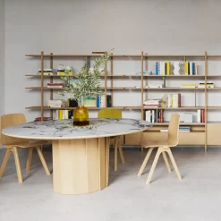 Volute Table ronde en bois et céramique design