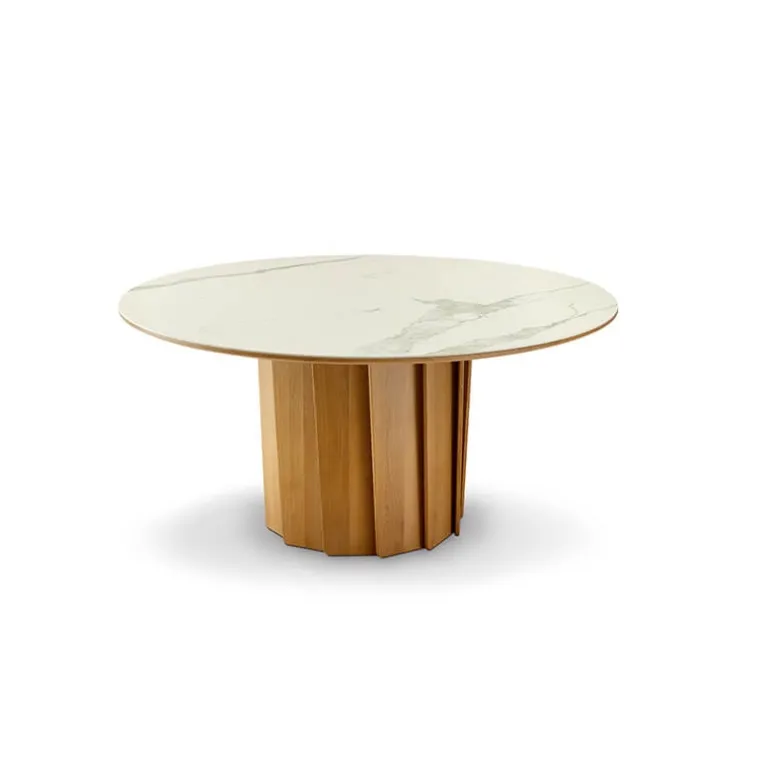 Volute Table ronde en bois et céramique design
