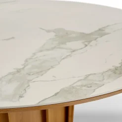 Volute Table ronde en bois et céramique design