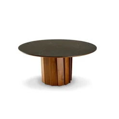 Volute Table ronde en bois et céramique design