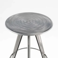 Vérone Carrier® Tabouret de bar industriel pivotant sans dossier en métal brossé