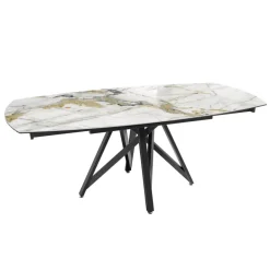 WarholTable moderne en céramique extensible avec pied central design en métal noir