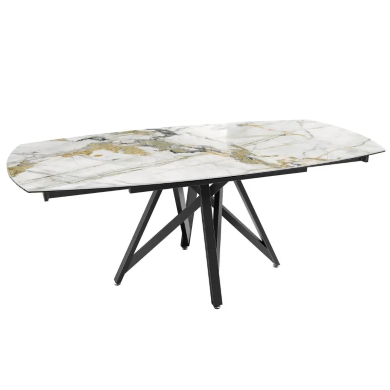 WarholTable moderne en céramique extensible avec pied central design en métal noir