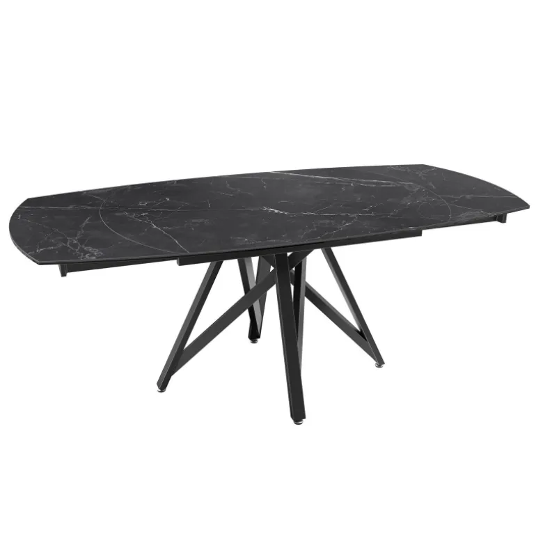 WarholTable moderne en céramique extensible avec pied central design en métal noir