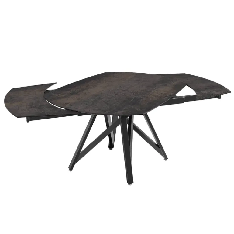 WarholTable moderne en céramique extensible avec pied central design en métal noir
