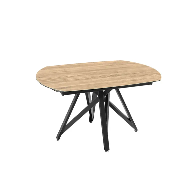 WarholTable moderne en céramique extensible avec pied central design en métal noir