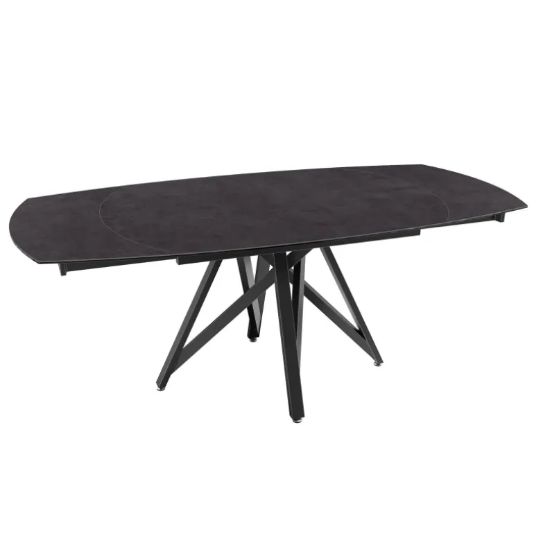 WarholTable moderne en céramique extensible avec pied central design en métal noir